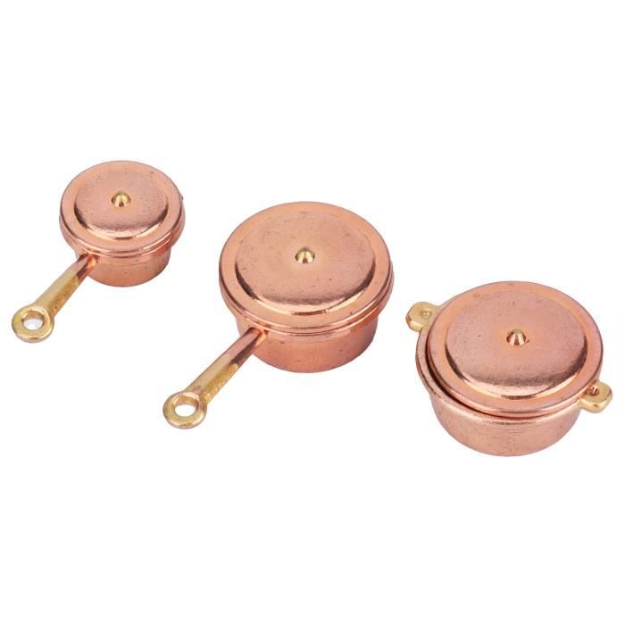 Miniature 1/12 Batterie De Cuisine Pour Maison De Poupée - Casserole, Poêle, Marmite En Métal