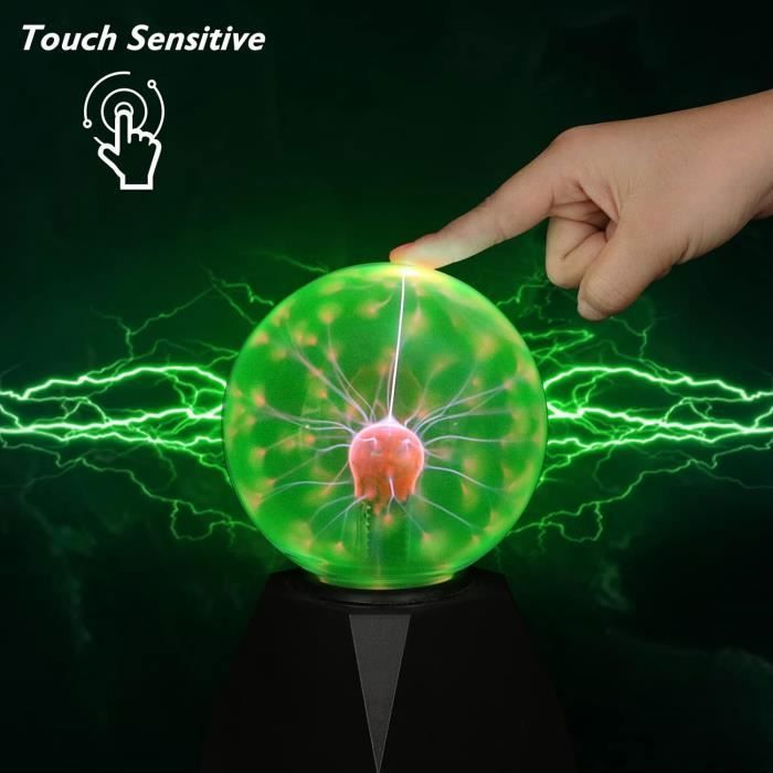 Boule Plasma Magique 6 Pouces - Sensible Au Toucher Et Au Son - Effets Lumineux Foudre - Déco Chambre Et Fête - Rouge