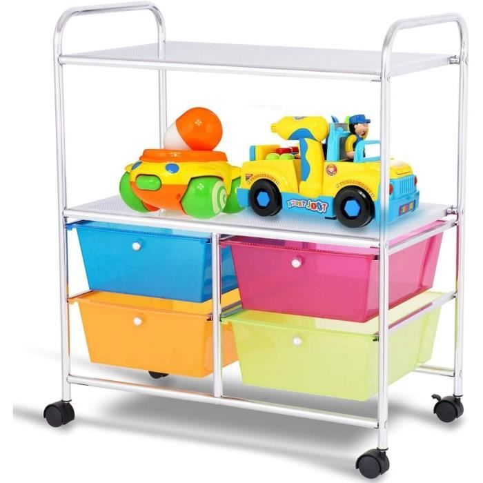 Goplus Chariot Rangement 12 Tiroirs Sur Roulettes – Tour Organisatrice Acier & PP Transparent, 64x38x75 Cm