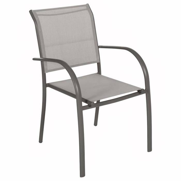 Fauteuil de jardin empilable Piazza noisette & tonka aluminium traité époxy - Hespéride Fauteuil de jardin empilable Piazza noisette & tonka aluminium traité époxy - Hespéride