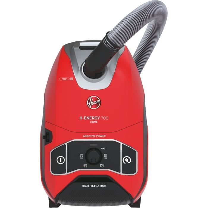 HOOVER HE710HM Aspirateur traîneau avec Sac Ultra Puissant 850W Silencieux 64 dB Grande Capacité 5L + Brosse Parquet - rouge et