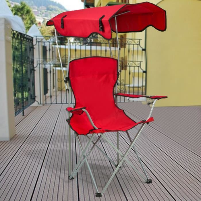 huole. chaise de plage pliante chaise de plage de repos avec chaise de pêche parapluie auvent rouge, 50*50*90/120cm
