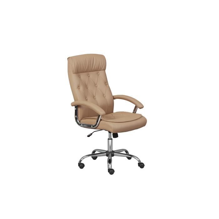 chaise de bureau - interlink - dariana - cuir synthétique beige - roulettes - accoudoirs