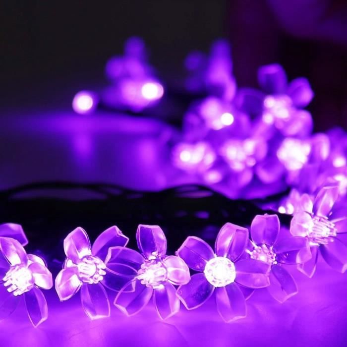 lcc®led solaire lumière de bande, étanche, 50 leds, 5 mètres, 1.2v, violet, avec capteur de lumière, led lampe ampoule éclairage.
