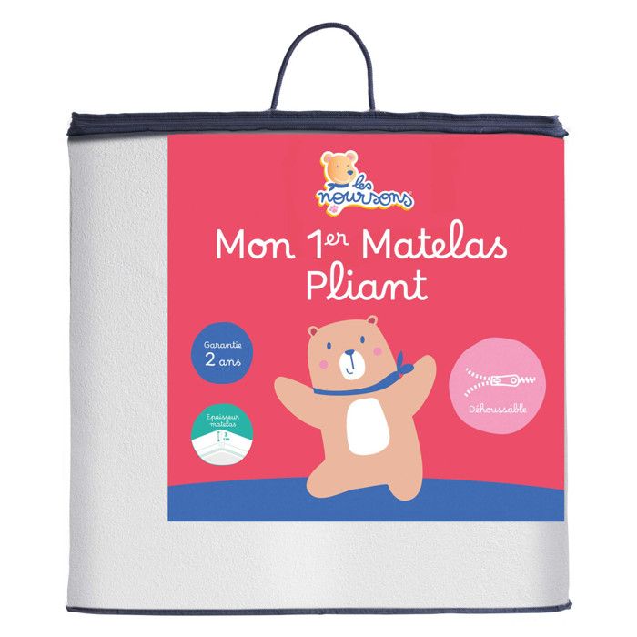 Matelas pliant bébé 60x120cm - Matelas de voyage - Déhoussable - Confortable - Garantie 2 ans - Fabrication française