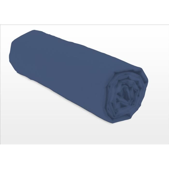 LOVELY HOME Drap housse - 140 x 190 + 25 cm - 100% coton - Bleu LOVELY HOME Drap housse - 140 x 190 + 25 cm - 100% coton - Bleu