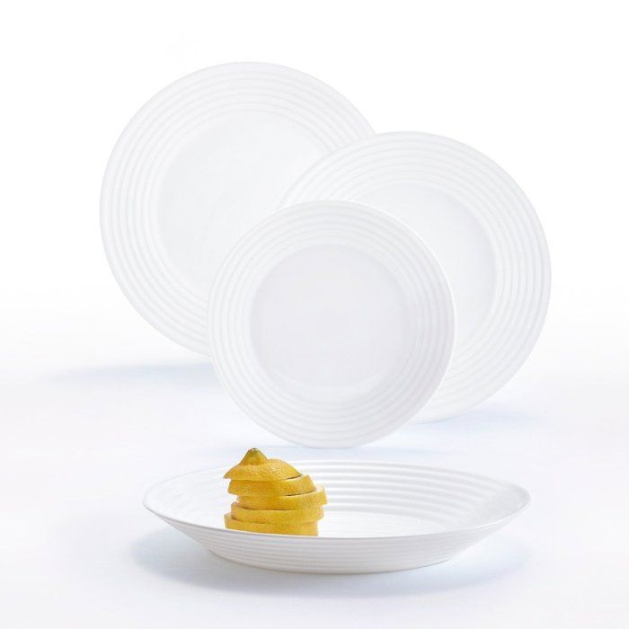 Service de table 18 pièces Harena Blanc - Luminarc - Opale Extra Résistant