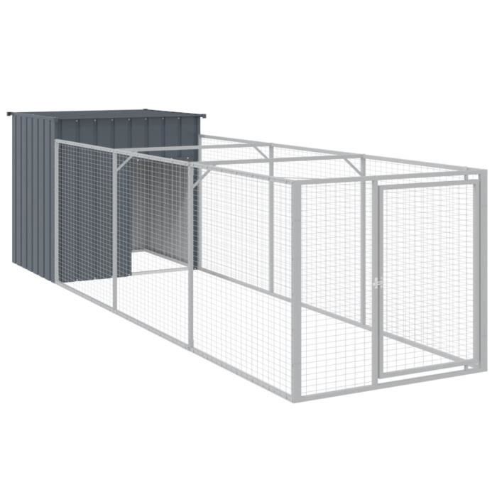 Comparer les prix de Niche pour chien avec cour - Mothinessto - YY13979 - Acier galvanisé - Anthracite - 110x405x110 cm