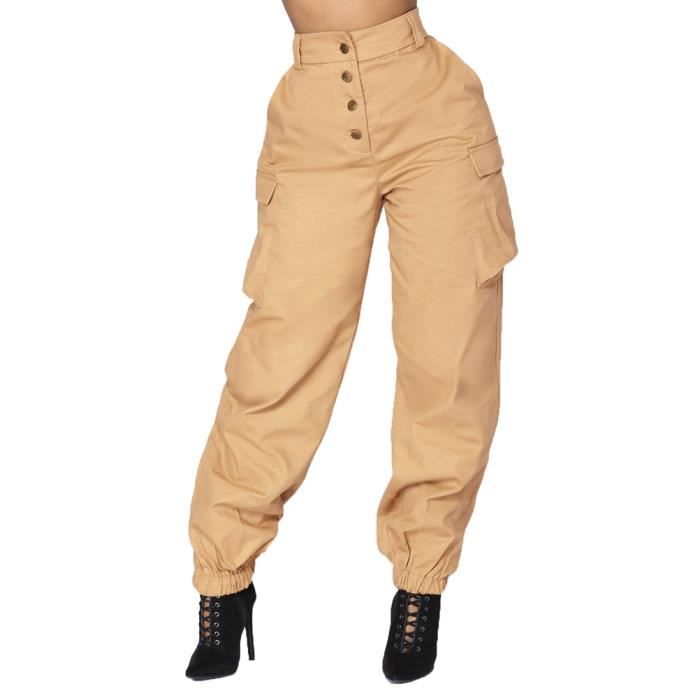 Hip Hop Casual Pantalon cargo Femme Taille Haute Pantalon De Survêtement Pantalon bouffant femme 