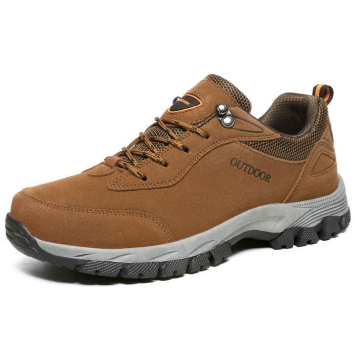 LEOCLOTHO Basket HommeTaille 39-48 Chaussure Homme AntidérapantSneakers Homme Basses de Randonnée Trekking Outdoor Fitness-Marron