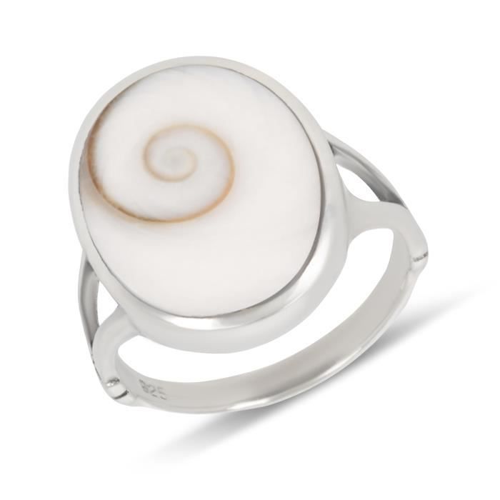 Anneau Véritable Argent Sterling 925 Nacre face hauteur 12 mm Taille 6 Anneau Véritable Argent Sterling 925 Nacre face hauteur 12 mm Taille 6