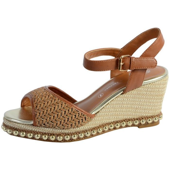 Sandale Compensee The Divine Factory Camel Camel Cdiscount