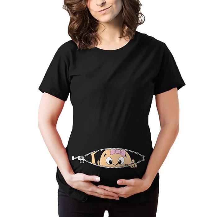 Maternit Mignon B b Motif Imprim Manches Courtes T shirt Maternit Mignon B b Motif Imprim Manches Courtes T shirt