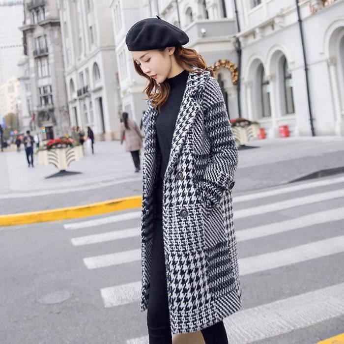 Manteau mi on sale long carreaux femme
