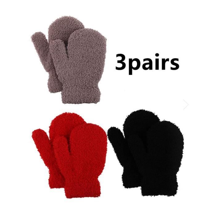 Gant Enfant Bebe Mitaine D Hiver Chauds Gants Colore Tricotes Extensibles Magiques Moufle Gloves Pour Filles Garcons Ski 3 Paires Cdiscount Sport
