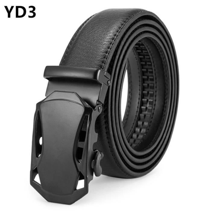 Ceinture Automatique Unisexe - Boucle Auto-Ajustable - Largeur 3 Cm - Cuir - Noir - 130 Cm - 5