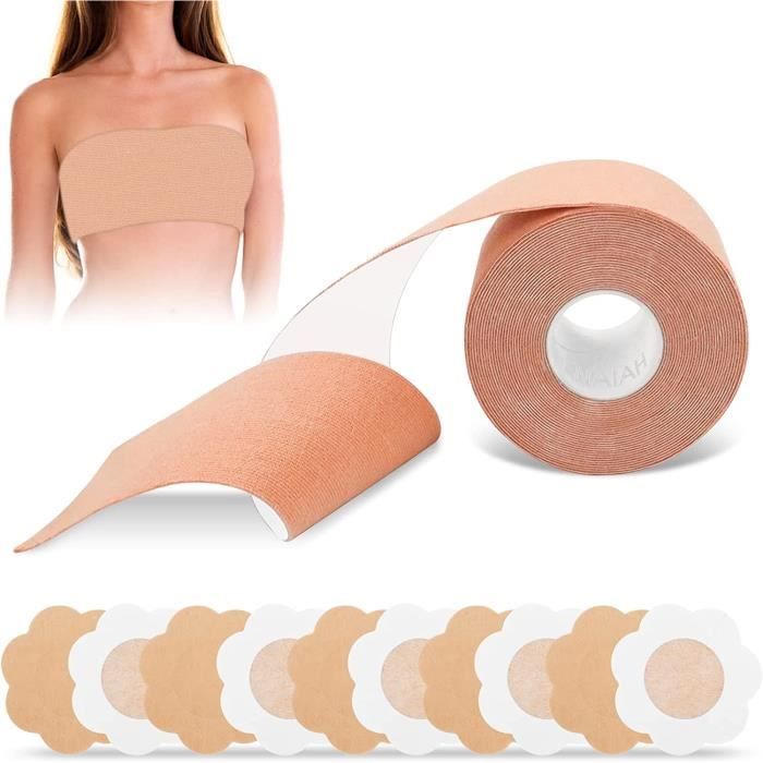 Bandage Auto-adhésif Femme Pour Sport Et Soutien - Patch De Levage De Poitrine Couleur Peau - Élastique Et Confortable - 6
