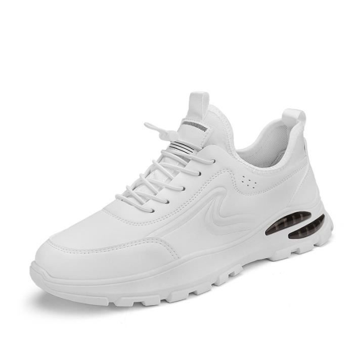 Baskets Homme En Cuir à Fermeture Zippée - Style Sneaker Sans Lacets - Léger Et Confortable Pour Marche, Ville