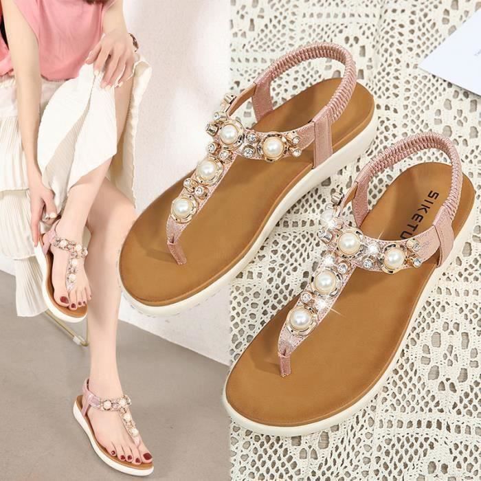 Sandales Femmes Cristal Paillete Sandales Nu pieds Chaussure Champagne Champagne Cdiscount Chaussures