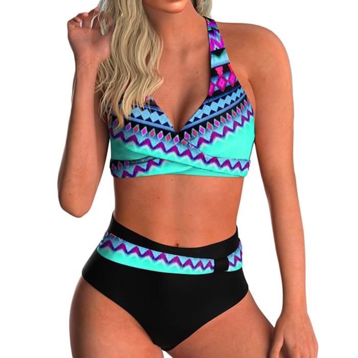 Femmes cravate teint Bikinis ensembles 3 pièces maillot de bain Push Up
