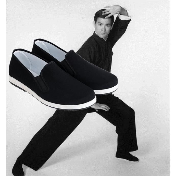Chaussures de Kung Fu Traditionnel Chinois, Glisser à la Main sur Le Vieux  Beijing Anti-Slip Respirant Semelle en Caoutchouc Appartements Noir, pour  Chaussures Unisexes en Toile d'art Martial Kung Fu : 