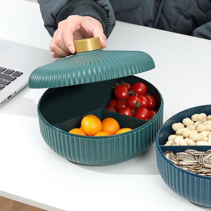 Plateau à Compartiments Avec Couvercle - 2 Pièces - 8+4 Cases - Rangement Snacks