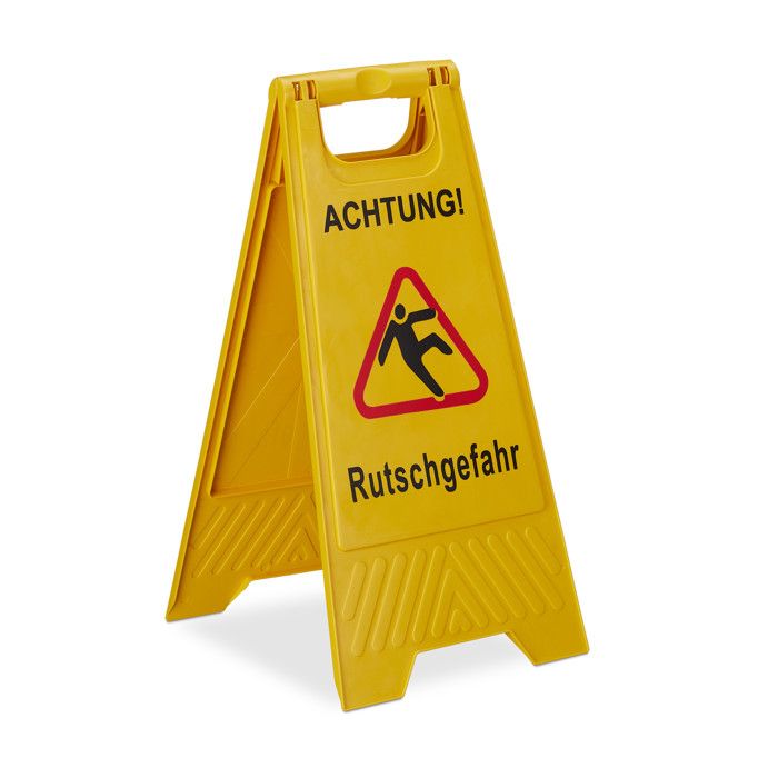 Warnschild 'Achtung Rutschgefahr' – Gelb, Klappbar, 30 X 63 Cm, Für Glätte & Nasse Böden