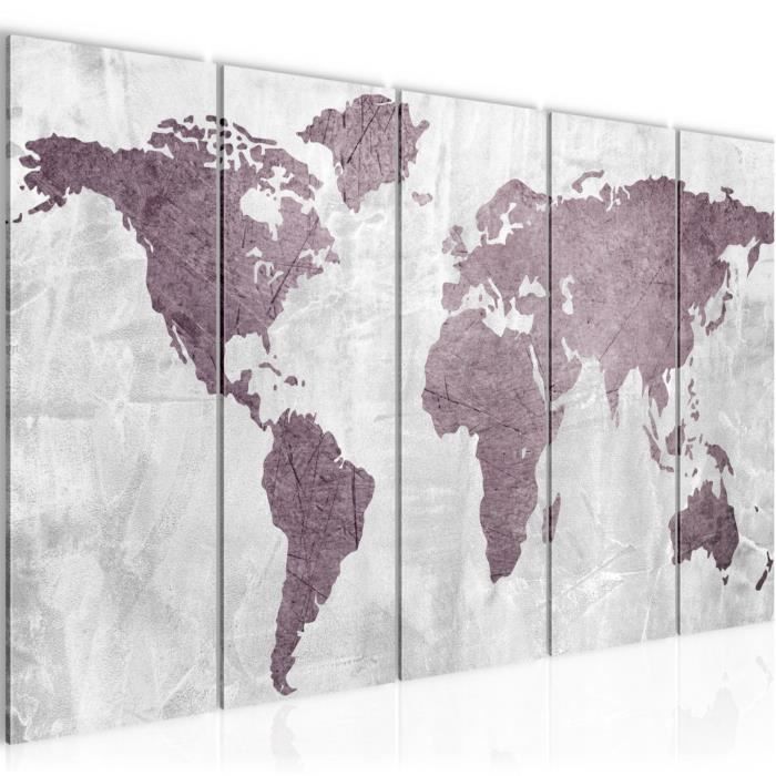 013355b XXL Impression sur Toile Salon Appartment 5 Parties pr/êt /à accrocher Tableau decoration murale Carte du monde 200 x 80 cm