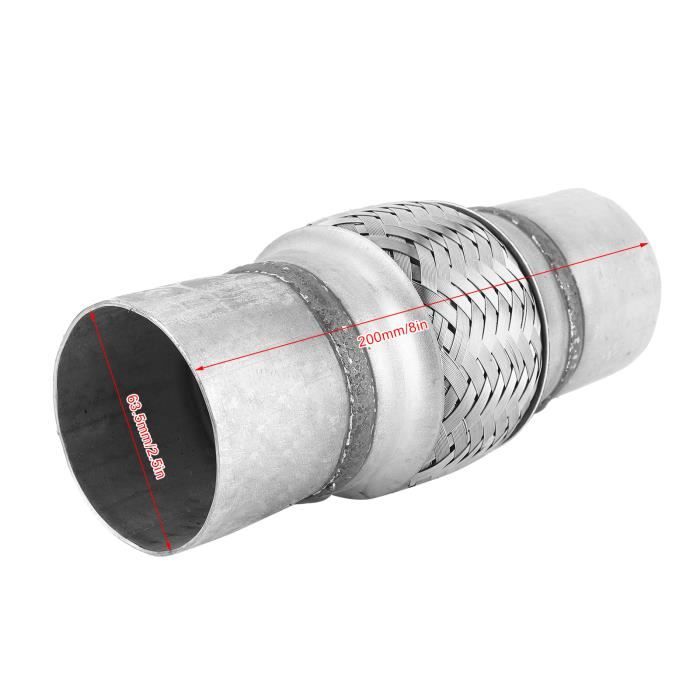 Soufflet D'Échappement Universel Inox Tressé 63 Mm (2.5") – Longueur 100 Mm, Flexible Anti-Vibrations Et Anti-Bruit Pour Ligne Échappement Auto