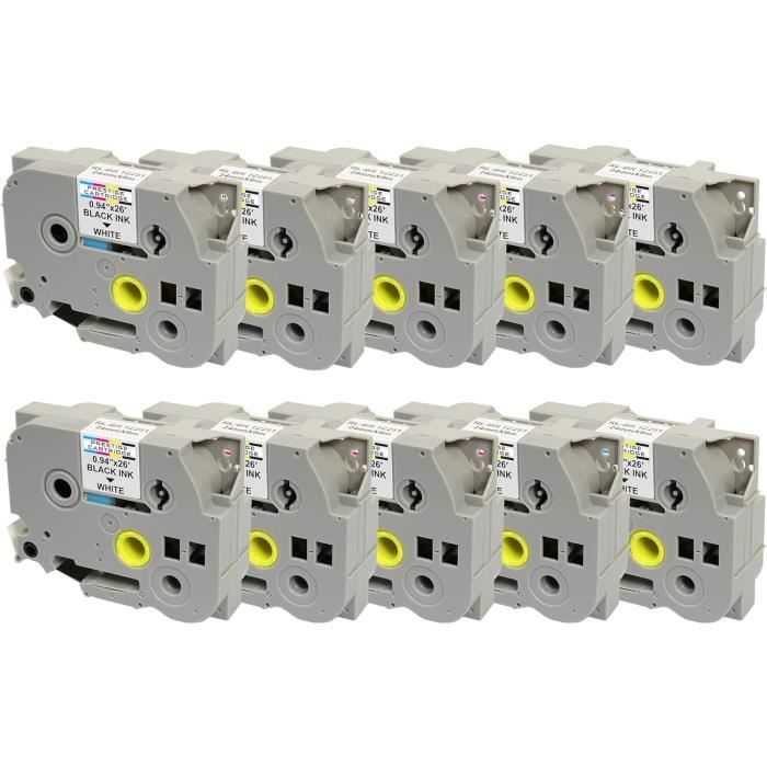 Rubans Étiquette Brother TZ-251 – 2x Cartouches 24mm X 8m – Noir Sur Blanc – Recharge