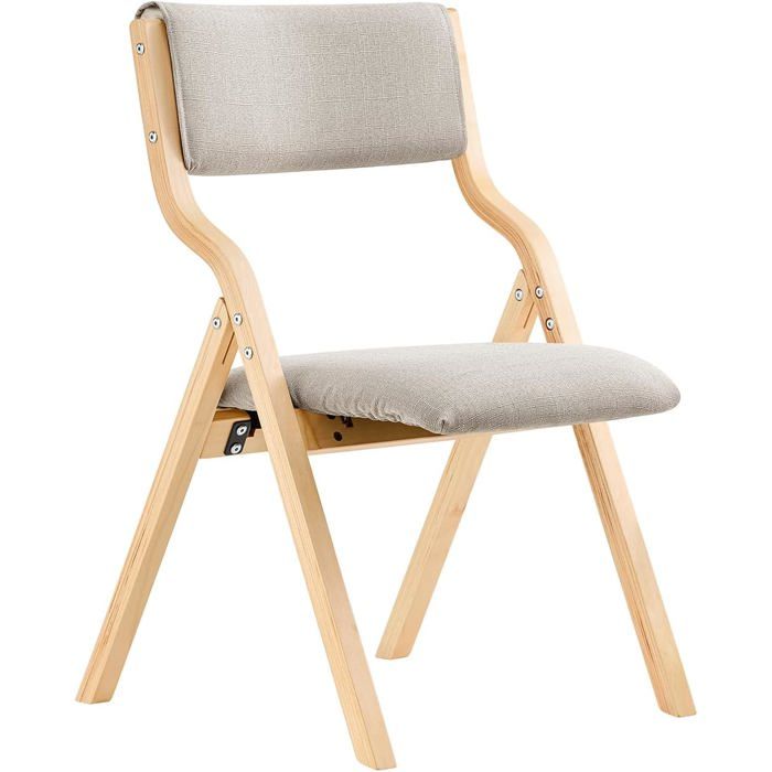 SoBuy® FST40-HG Chaise pliante en bois avec assise rembourrée L48 x P58 x H78 Gris