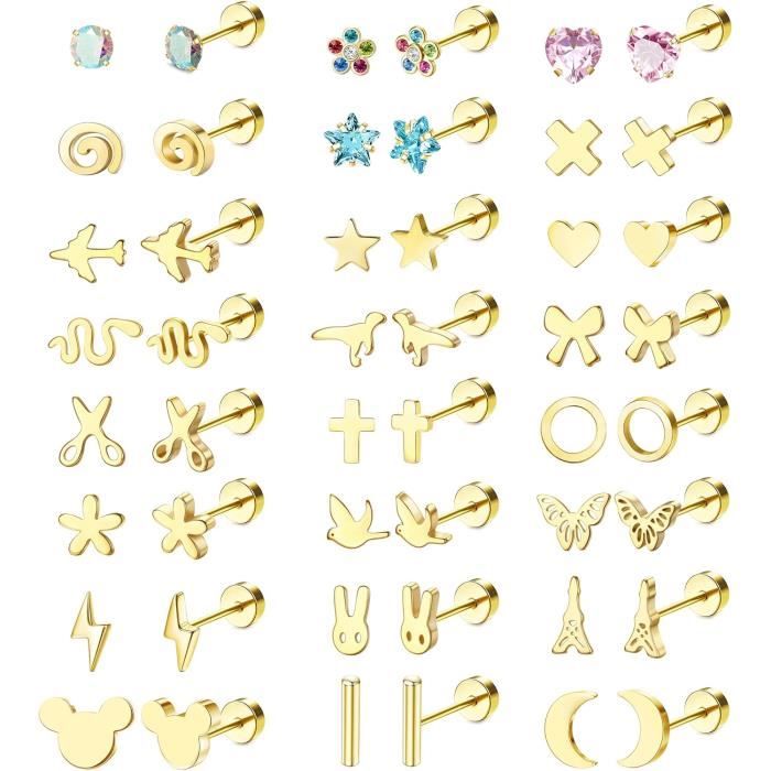 YATEICBC Lot De 3 Paires De Boucles D'oreilles Clip Pour Enfants – Licorne, Arc-en-ciel, Papillon – Hypoallergéniques, Sans Perçage – Cadeau Idéal