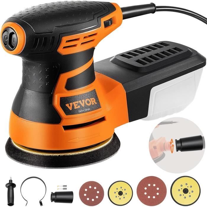 Ponceuse Excentrique Sans Fil DNT - 350W, 125mm, 6 Vitesses - Professionnelle Avec Sac à Poussière - Noir/turquoise