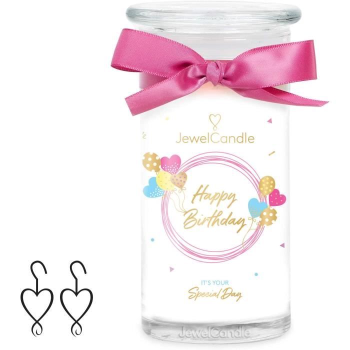 Jewelcandle Happy Birthday grand jarre (1020g, 95125heures de