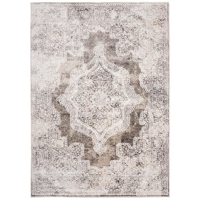 Tapis TAPISO Sky 160x220 Cm - Gris Clair Graphité, Poil Court Moelleux, Salon/chambre