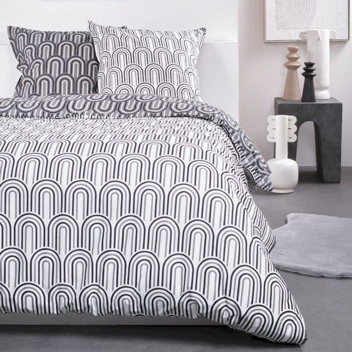 Housse de couette 240x260 2 taies bloomy rose or coton 57 fils