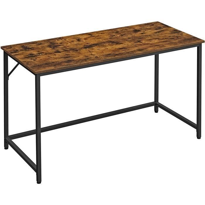 VASAGLE Bureau 60 x 135 x 76 cm pieds en métal style industriel charge max. 50 kg marron rustique et noir LWD043B01