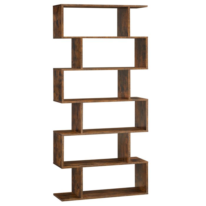 Vasagle Bibliotheque Rustique Etagere A 6 Niveaux Meuble De Rangement Cloison Separateur 70 X 24 X 190 5 Cm Lbc61bx Cdiscount Maison