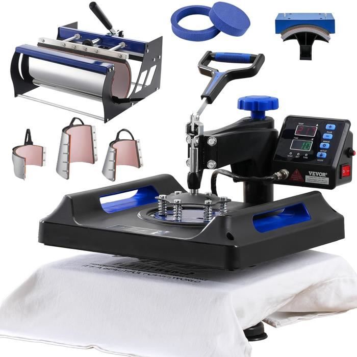 Machine De Sublimation Presse à chaud 8 en 1 VEVOR Machine de Sublimation Textile,Noir et Bleu ...