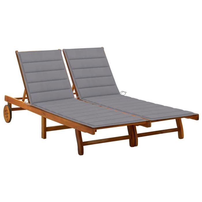 vidaXL Chaise longue 2 places acacia - vue 3