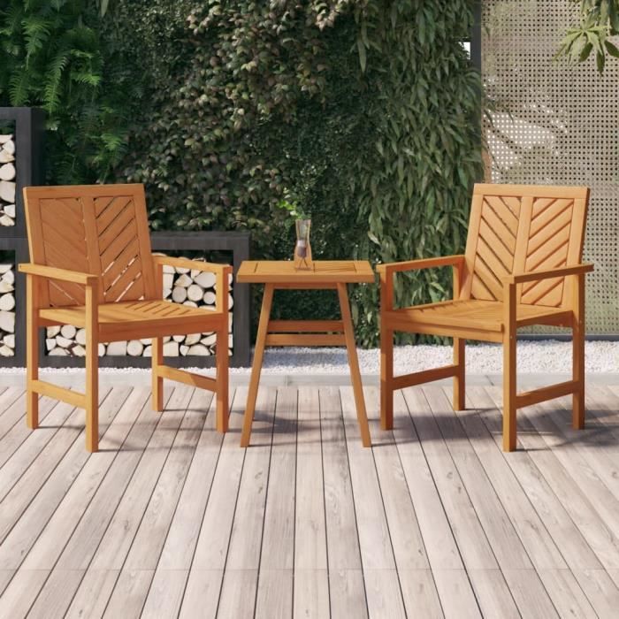vidaXL Chaises à manger de jardin Lot de 2 bois d'acacia