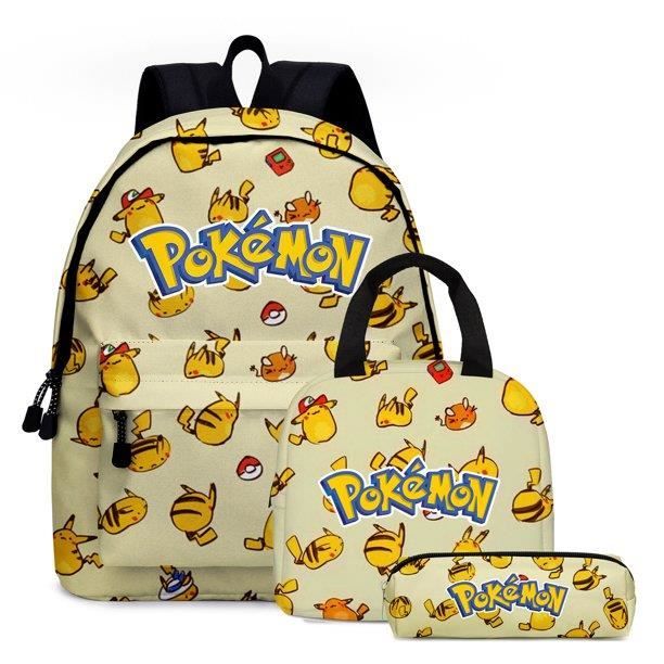 Sac à dos pokémon pikachu 3 pièces élèves mode Unisexe Sac-08