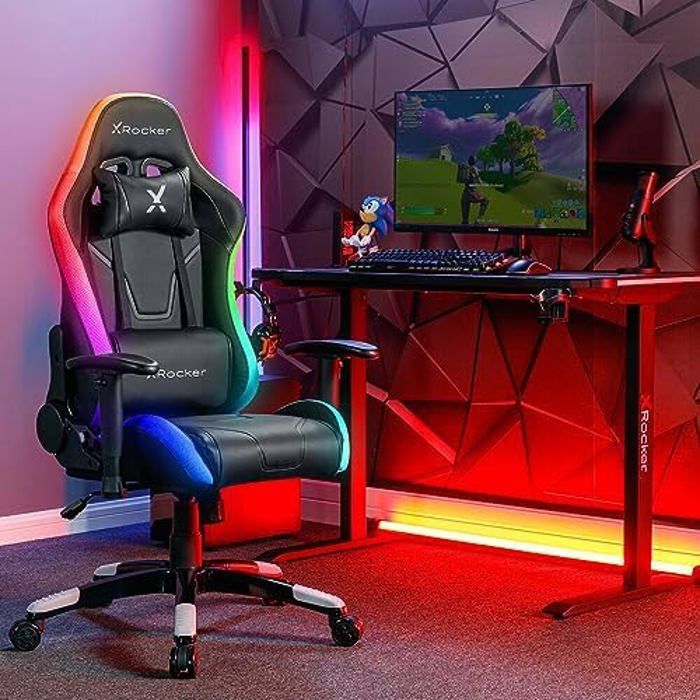 Chaise de jeu - X ROCKER - Ergonomique - RVB personnalisable - Dossier haut