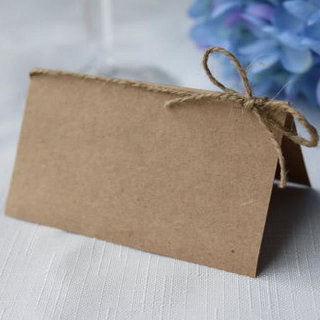 Lot 120 Cartes Kraft Vierges + Porte-Noms Rustiques Bois - Marque-Places Mariage, Anniversaire, Table Fête
