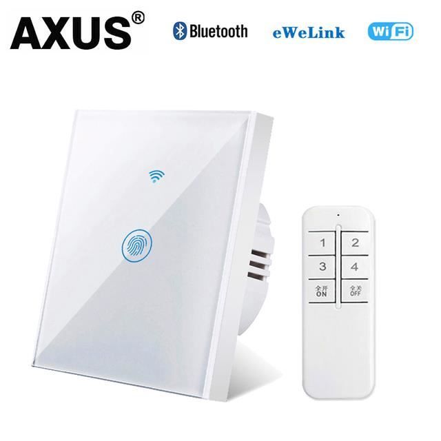 INTERRUPTEUR,white remote1--Interrupteur Mural Tactile Intelligent, Wi-fi,  110-220v, Bluetooth, Prise En Charge D'alexa, Google Home