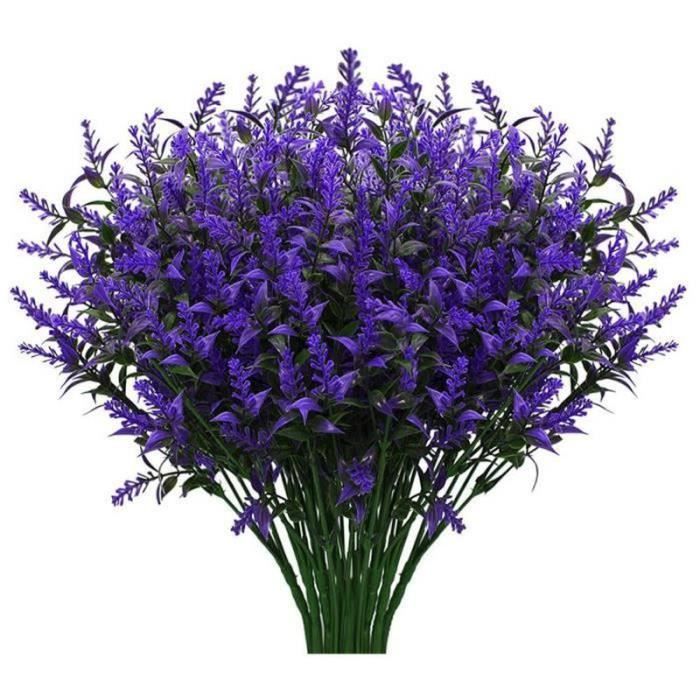 Plantes Artificielles Balcon Lot De 12 Bouquets Lavande Artificielle - Fleurs Décoratives Extérieur Résistantes UV - Hauteur 35cm Fleurs Artificielles