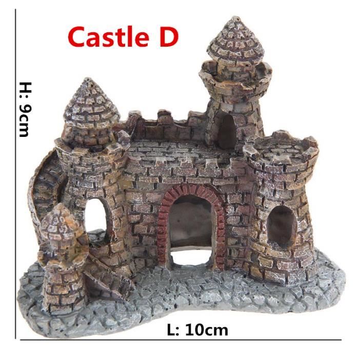 DECORATION AQUARIUM,D 10x9cmDécor'aquarium château médiéval ancien en