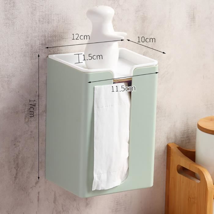 SERVITEUR WC,Green With Lid--Boîte à mouchoirs murale en plastique sans  poinçon, porte papier de cuisine multifonction avec couvercl