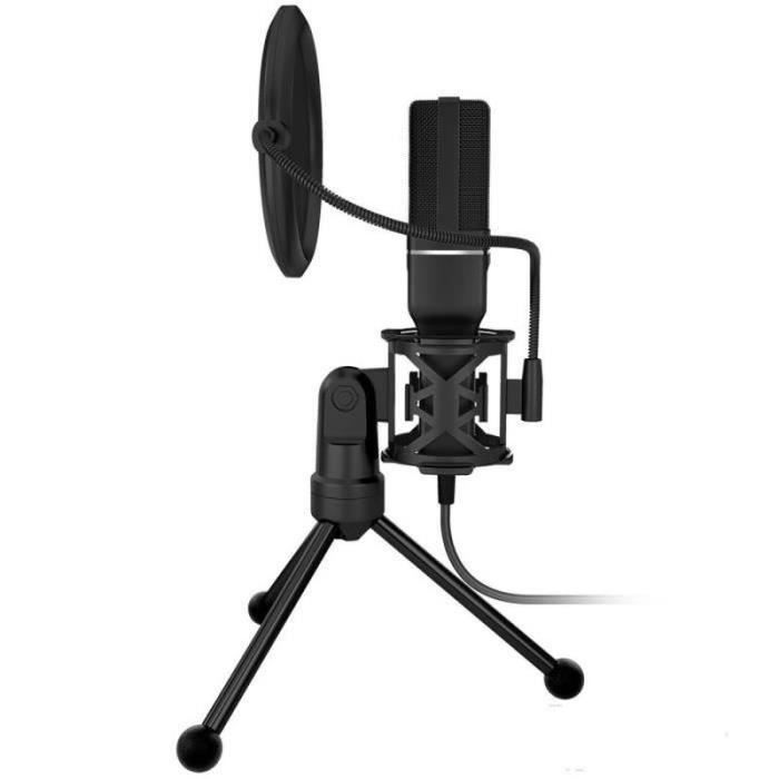 garsentx Microphone à condensateur USB Microphone Podcast USB Streaming PC Professionnel avec Support de Bureau et Filtre Anti-Pop 