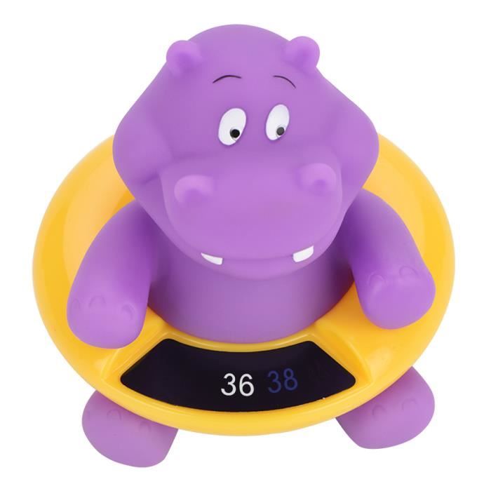RUR Baby Bath Thermometer LED Temperature Display Floating Cute Animal Thermometer Purple Hippo